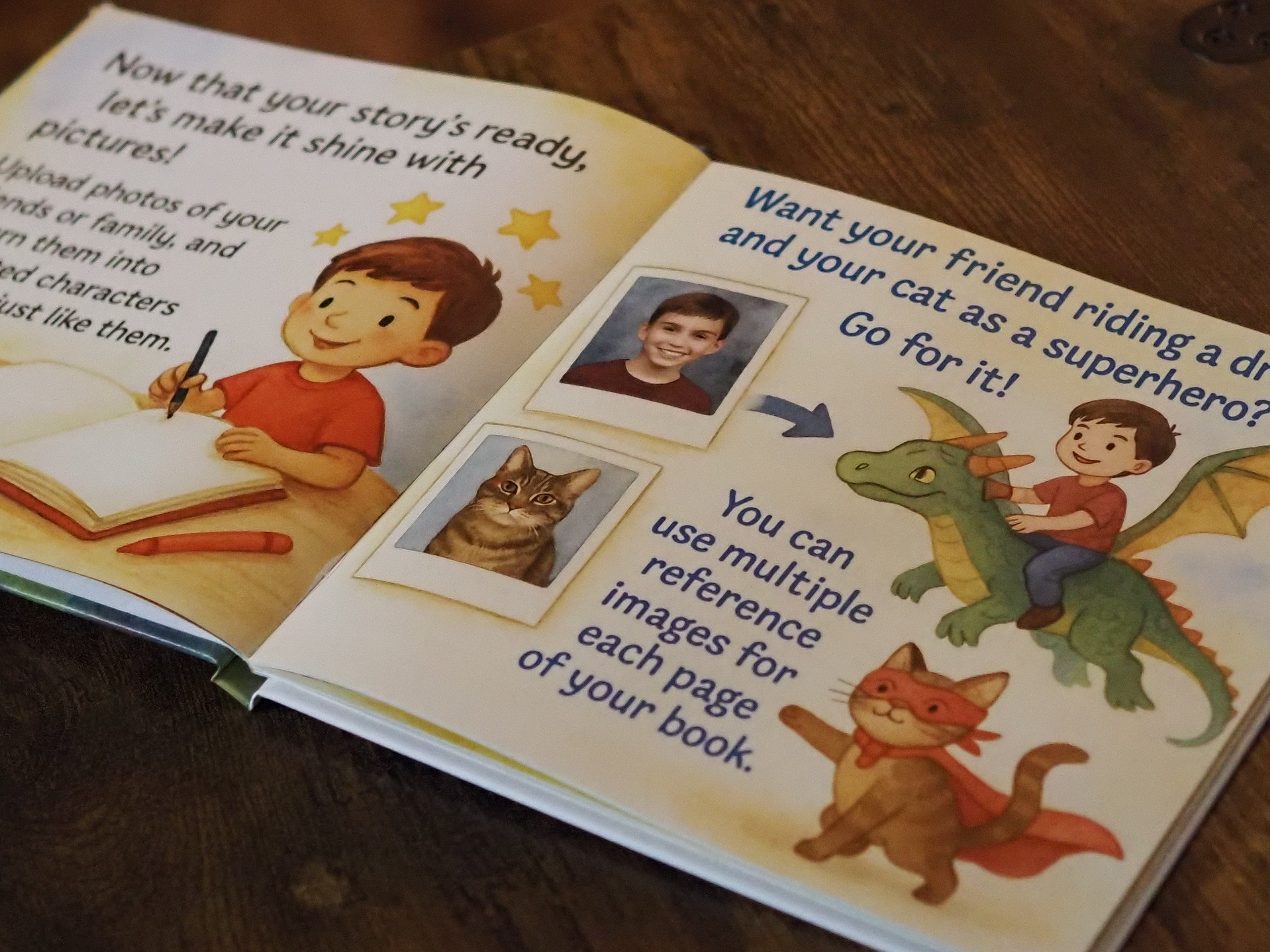 Full view of the physical storybook showing professional binding